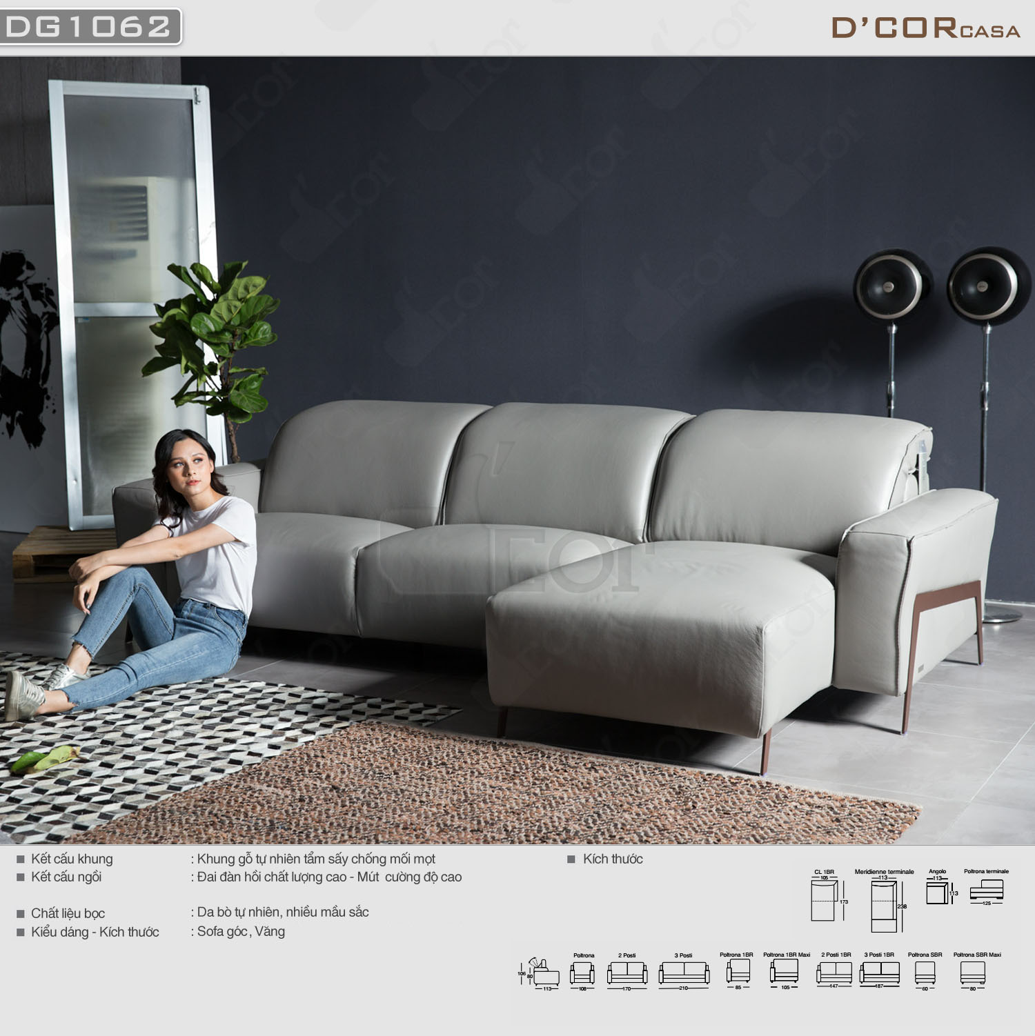 Sofa Ý nhập khẩu phong cách hiện đại – Mã: DG1062 > 