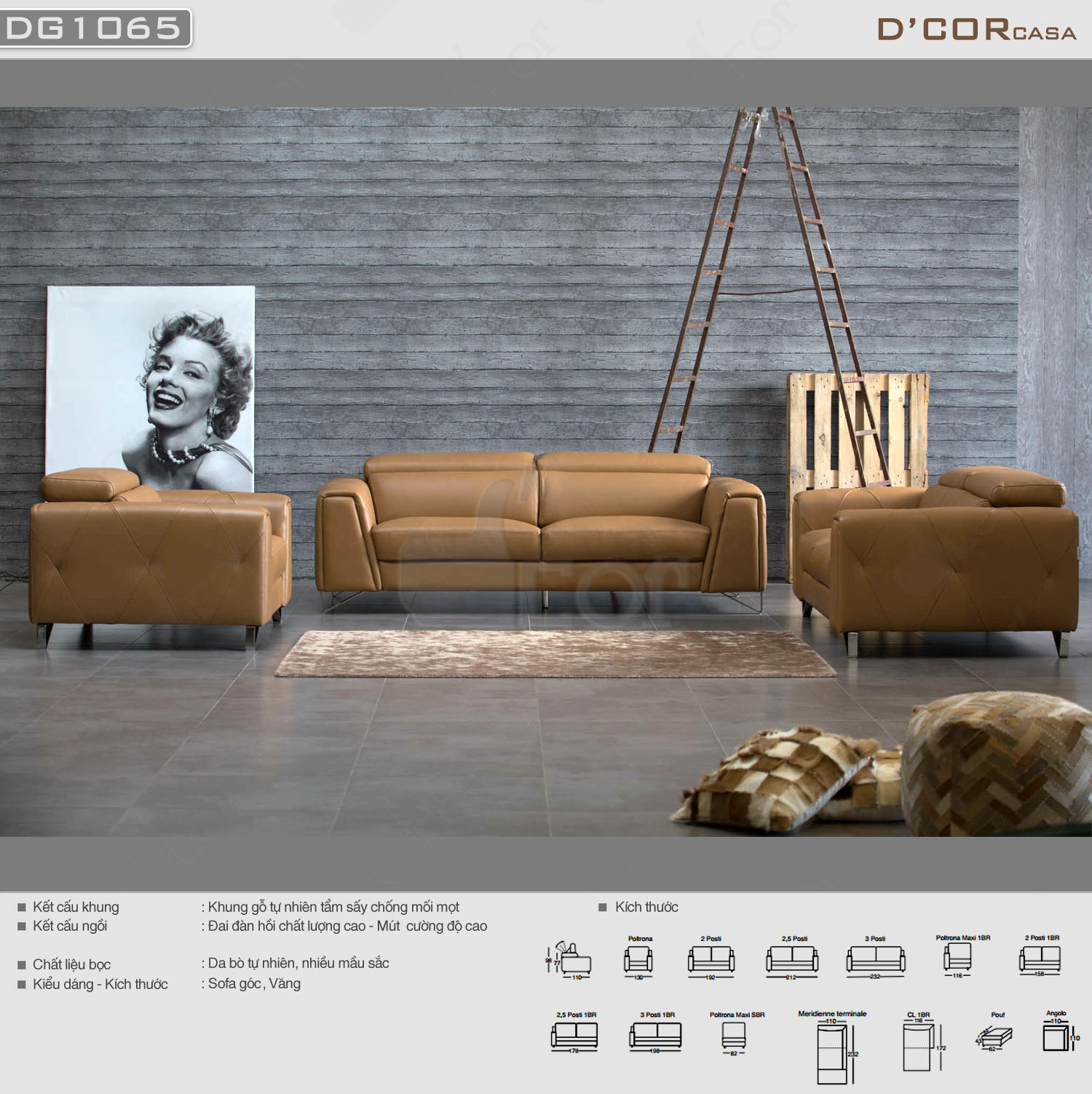 Sofa văng cao cấp cho phòng khách hiện đại – Mã: DV1065 > 