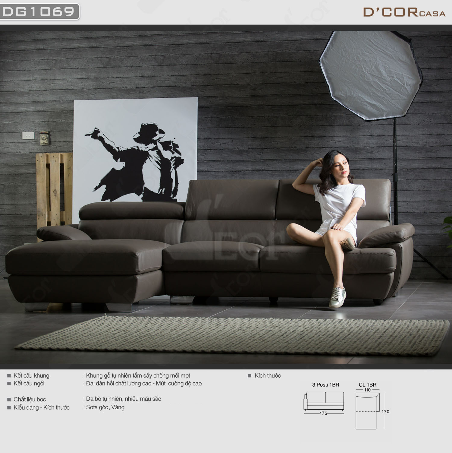 Đơn giản và tinh tế với sofa góc – DG1069 > 